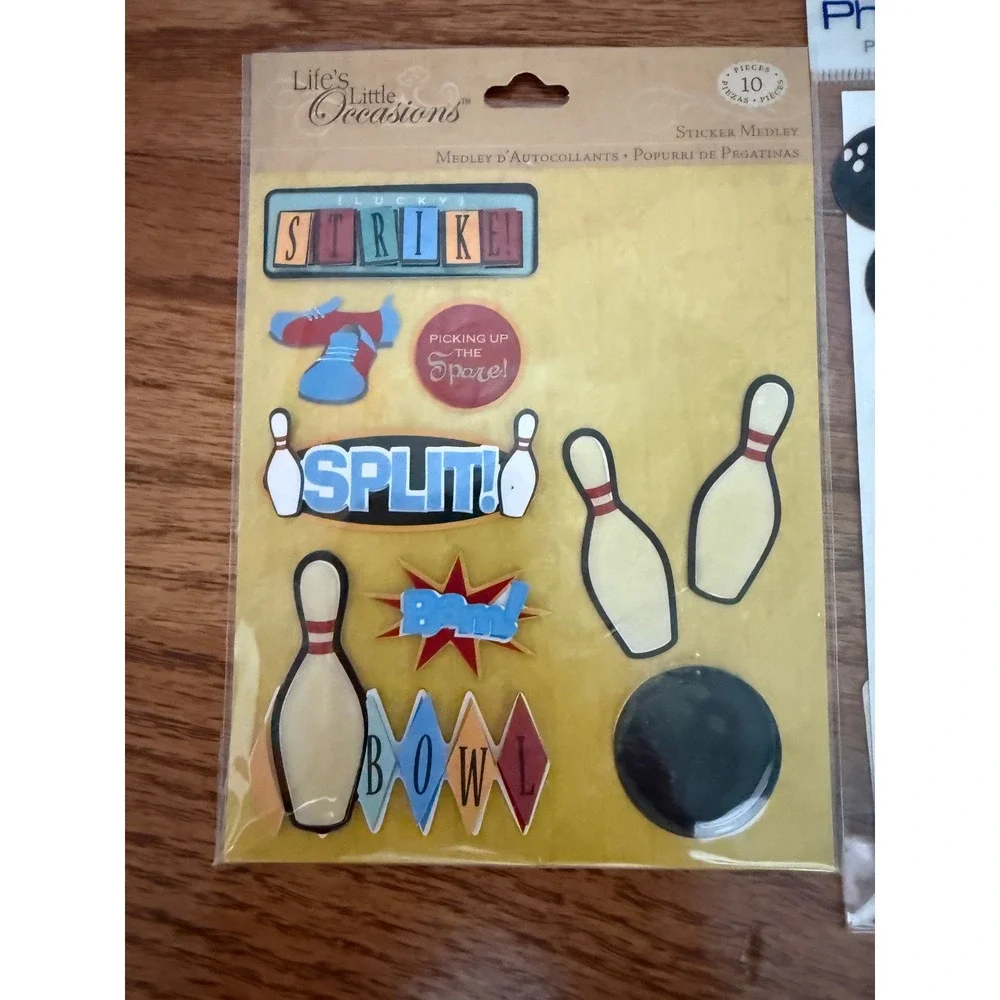 Bowling Scrapbook Stickers Lifes Little Occasions & Mini Photogenix 2 Pack Set